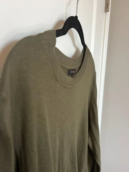 Quince XL Lightweight Cotton Cashmere Crew Sweater, Green - Picture 5 of 9